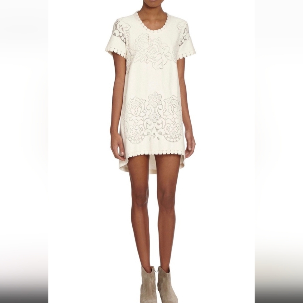 SEA New York Crochet Laser  Lace Mini Dress Size 2 Cream